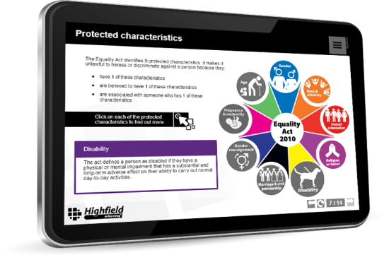 Highfield Online Training - Equality and diversity short course - tablet view