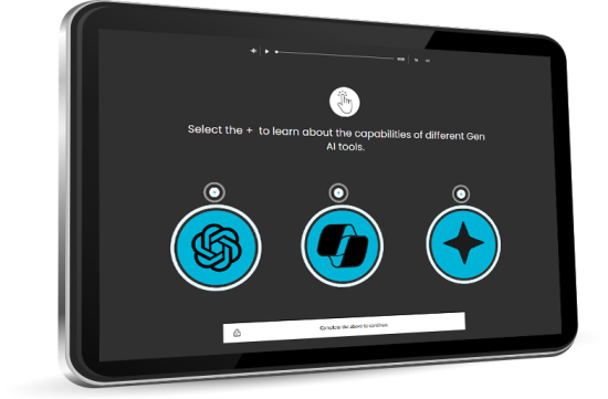 Awareness of generative AI at work training displayed on a tablet